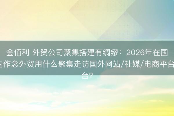 金佰利 外贸公司聚集搭建有绸缪:2026年在国内作念外贸用什么聚集走访国外网站/社媒/电商平台?