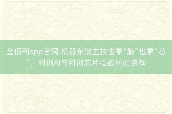 金佰利app官网 机器东谈主技击靠“脑”也靠“芯”,科创AI与科创芯片指数何如遴荐